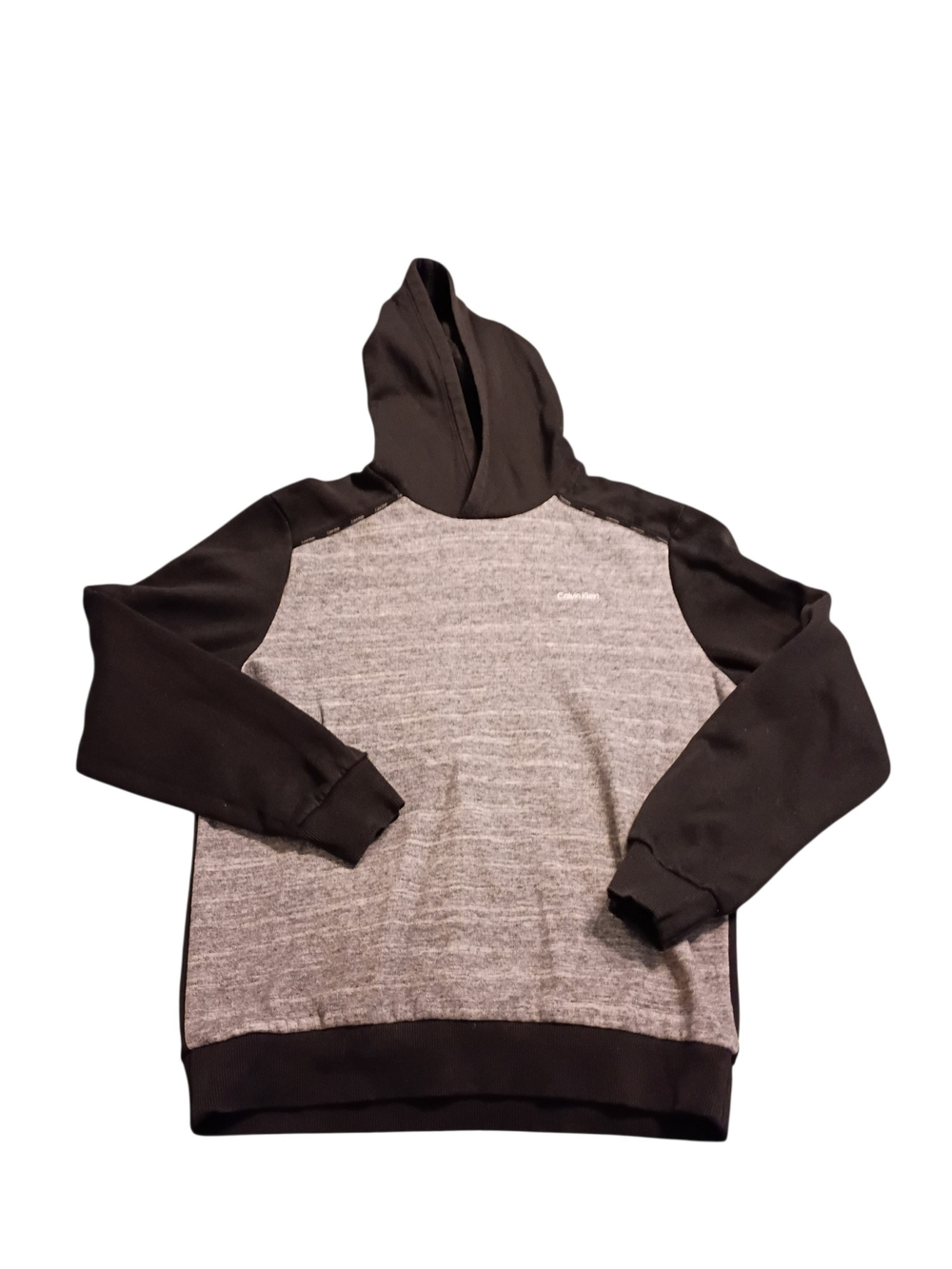 Like New! Calvin Klein Men's Hooded Pullover Sweatshirt Hoodie- Black/Gray